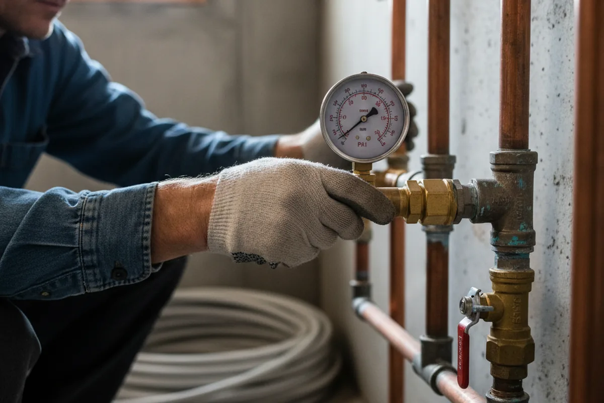 Pressure testing a repaired line during Water Line Repair in Strawberry Plains